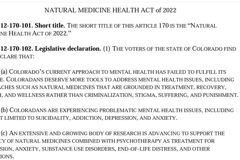 Fac-símile do texto de abertura da Proposição 122 em referendo no Colorado