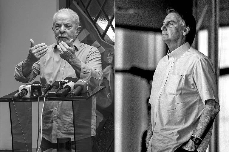 Montagem de fotos de Lula ao lado de Bolsonaro 