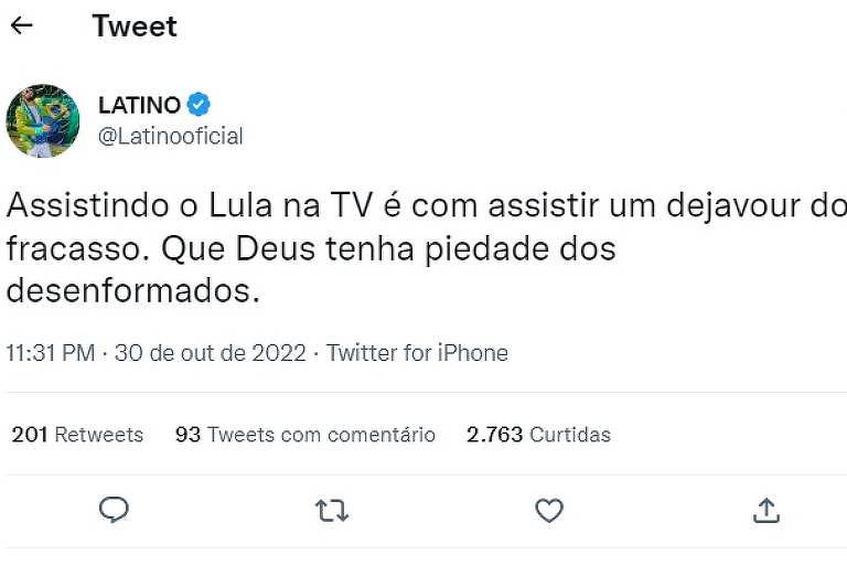 Latino erra o português ao se referir aos eleitores de Lula (PT)