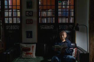 Wang Xiaodong, a writer once called the standard-bearer of Chinese nationalism, at a bookstore in Beijing on Sept. 1, 2022. (Gilles Sabri/The New York Times)