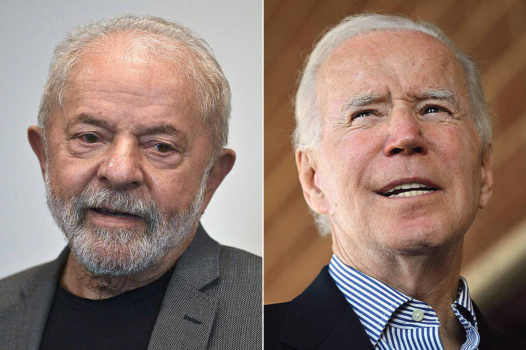 O presidente eleito Luiz Inácio Lula da Silva (esq.) e o presidente americano, Joe Biden