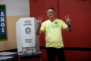 Brazil's President and presidential candidate Bolsonaro votes during presidential election run-off, in Rio de Janeiro