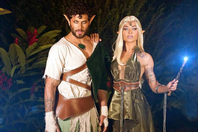 Jesus Luz e Aline Campos vestidos de Elfos