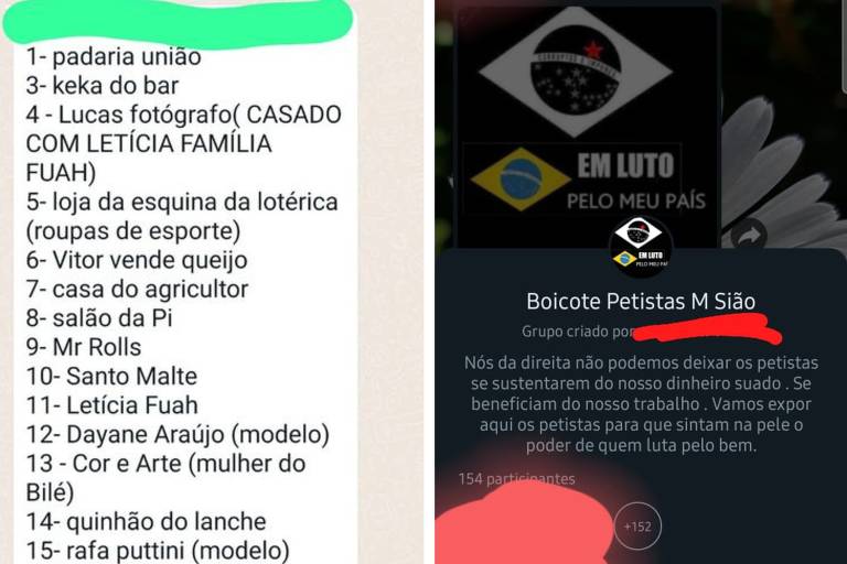 Grupos de WhatsApp de moradores de Monte Sião (MG) divulga lista de empresas supostamente petistas para boicote