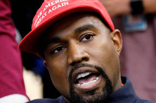 FILE PHOTO: FILE PHOTO: Rapper Kanye West speaks during meeting with U.S. President Trump at the White House in Washington