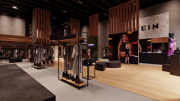 loja de roupas em ambiente decorado com madeira