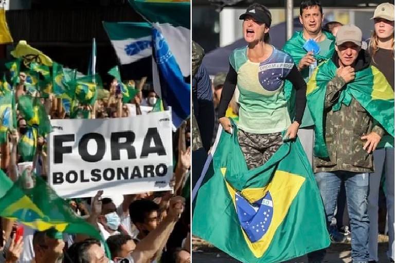 Manifestações de grupos a favor e contra Bolsonaro