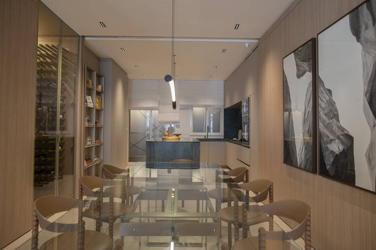 O Glória Residencial tem planos de 266 apartamentos entre 77 m² e 311 m², com até quatro suítes; na imagem a cozinha do apartamento decorado