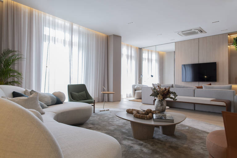 Parte dos interessados em adquirir apartamentos no novo edifício é de empresários do agronegócio; na imagem a sala do novo empreendimento