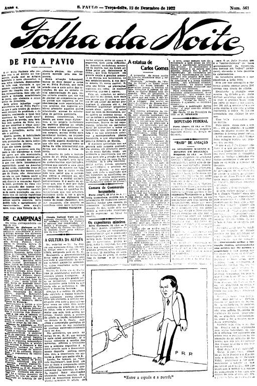 Primeira Página da Folha da Noite de 12 de dezembro de 1922