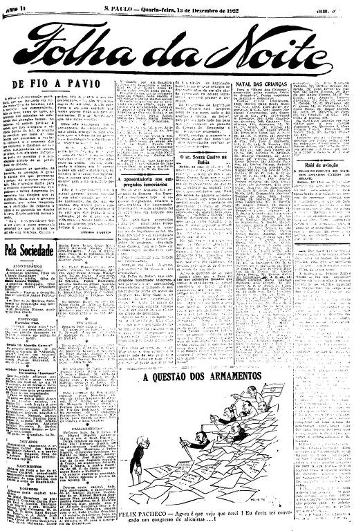 Primeira Página da Folha da Noite de 13 de  dezembro de 1922
