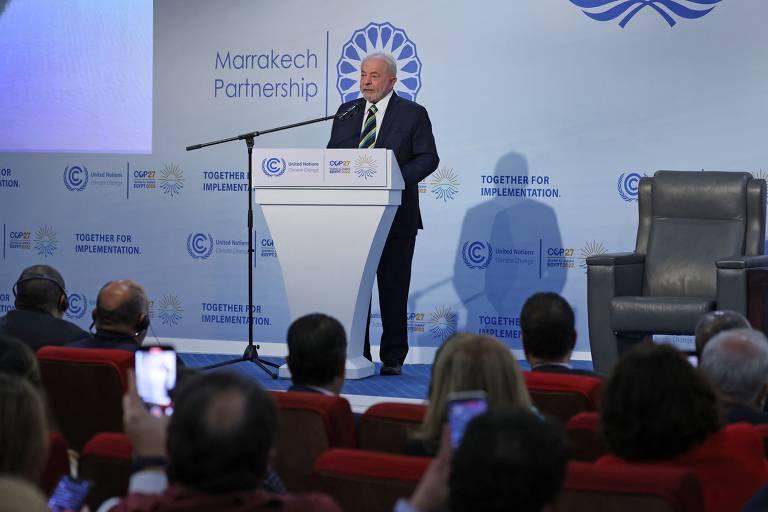 Luiz Inácio Lula da Silva (PT) discursa durante a COP27