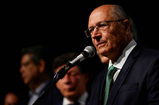 Geraldo Alckmin, newly elected Vice President of Brazil, talks during the announcement of the names of the transitional government team in Brasilia