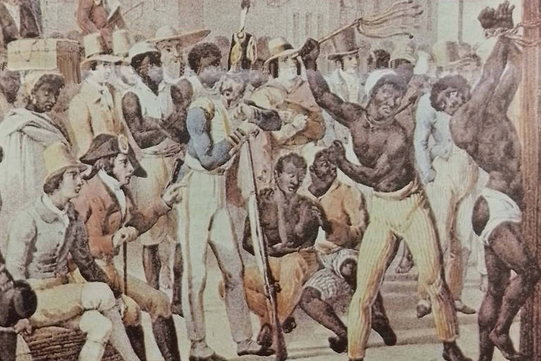 Obra de Jean-Baptiste Debret retrata homem negro sendo açoitado durante a Revolta dos Malês, na Bahia