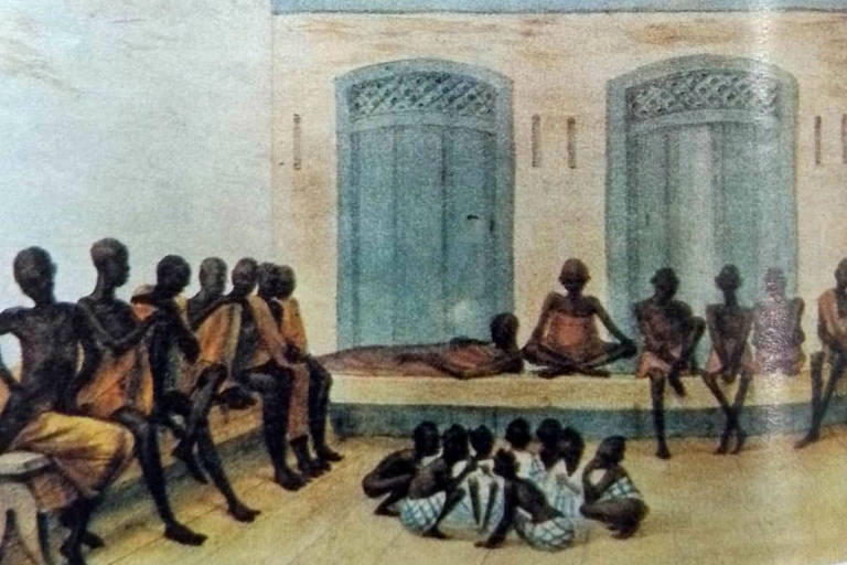 Obra de Jean-Baptiste Debret retrata comércio de escravos no Rio de Janeiro