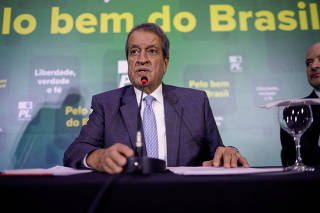 Brazil's Liberal Party President Valdemar Costa Neto attends a news conference in Brasilia