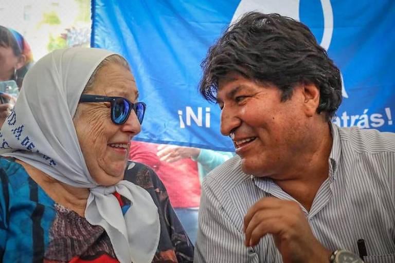 Evo Morales ao lado de Hebe de Bonafini