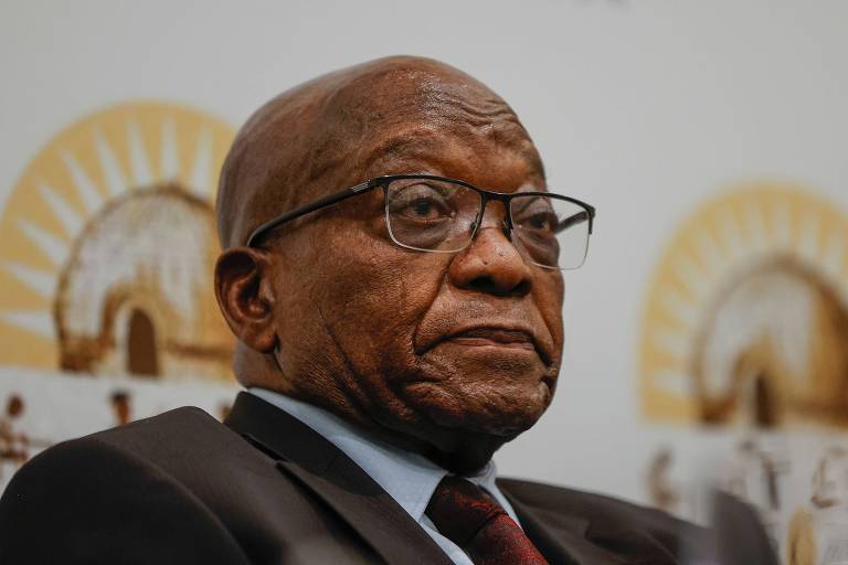 O ex-presidente da África do Sul Jacob Zuma durante entrevista coletiva em outubro 