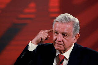 FILE PHOTO: Mexico's President Andres Manuel Lopez Obrador holds a news conference, at the National Palace in Mexico City