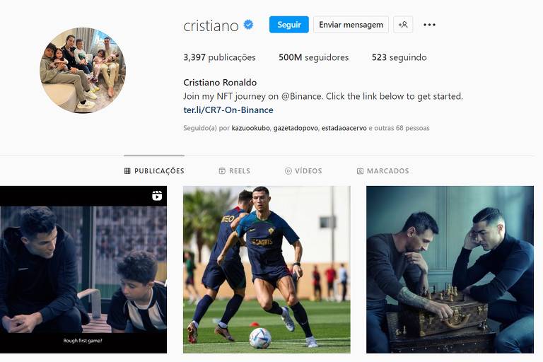 Binance fecha parceria com Cristiano Ronaldo para projeto de NFT e