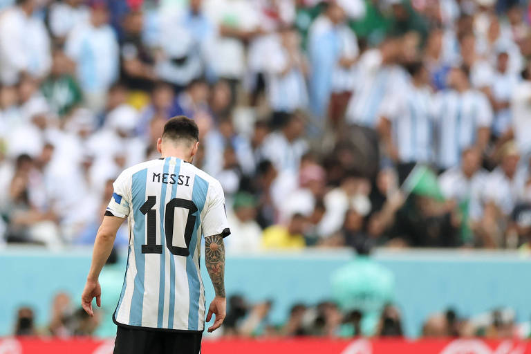 Lionel Messi, de Argentina, durante o jogo contra a Arábia Saudita.