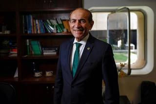 Senator Marcelo Castro poses during an interview with Reuters at the Federal Senate in Brasilia
