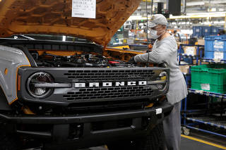 FILE PHOTO: The Ford 2021 Bronco SUV on the assembly line at the company's Michigan assembly plant