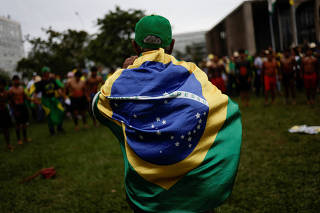 Supporters of Brazil's President Jair Bolsonaro attend a demonstration ?Freedom march\