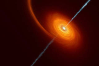 Illustration of a star approaching too close to a black hole