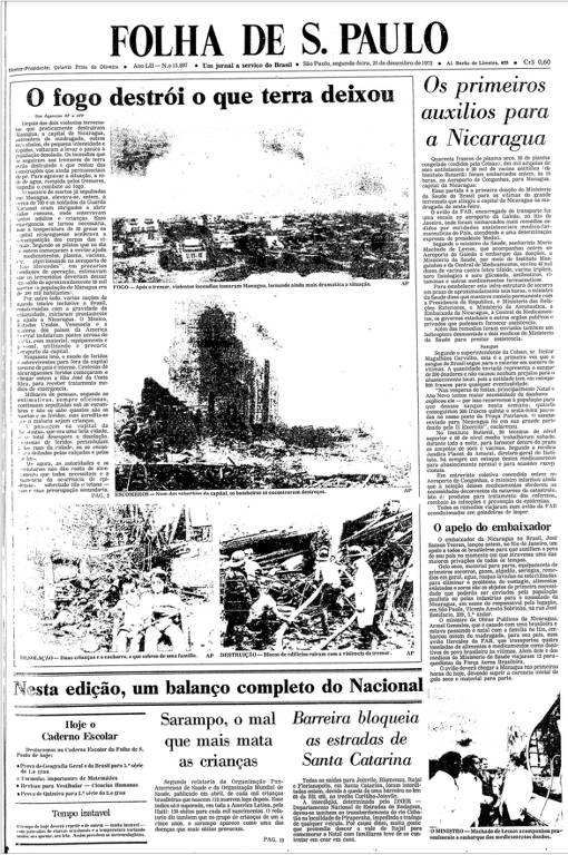 Primeira Página da Folha de 25 de dezembro de 1972