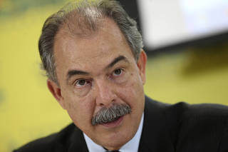 Brazilian Education Minister Aloizio Mercadante speaks during a news conference in Brasilia