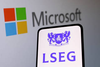 Illustration shows London Stock Exchange Group (LSEG) and Microsoft logos