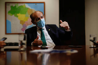 Senator Marcelo Castro speaks during an interview with Reuters at the Federal Senate in Brasilia