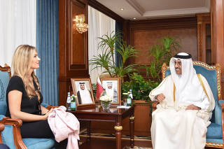 Al Marri, Qatar's minister of labour, meets with Kaili, VP of European Parliament, during a meeting in Qatar