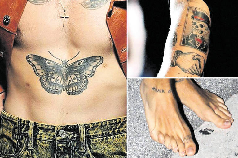 Montagem das tatuagens de Harry Styles