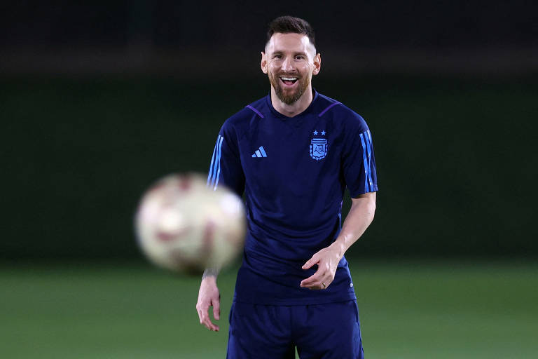  O argentino Lionel Messi durante o treinamento 