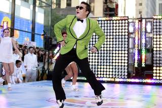 File photo of Korean rapper-singer Psy performing in New York