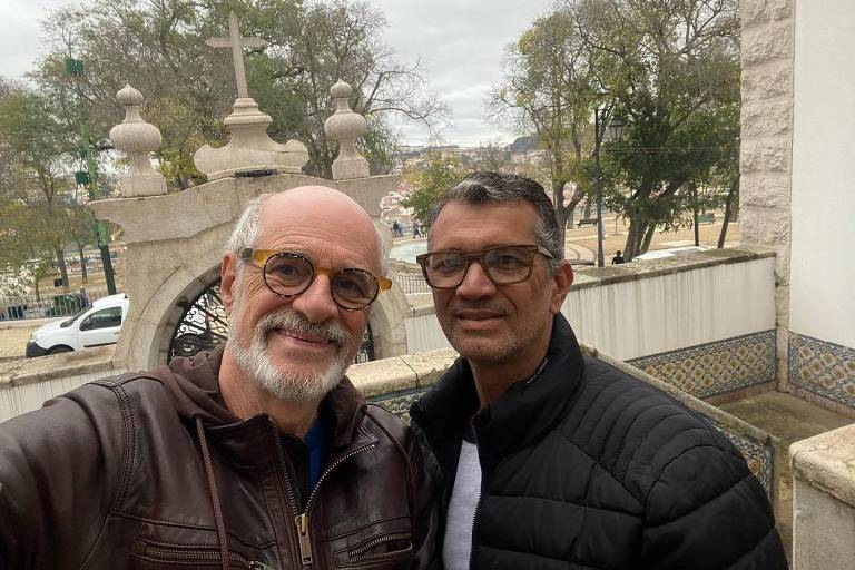 Marcos Caruso e Marcos Paiva em uma selfie 