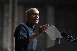 Former U.S. President Obama campaigns for Democratic Senator Warnock, in Atlanta