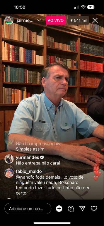 Famosos deixam comentários na live de despedida de Jair Bolsonaro