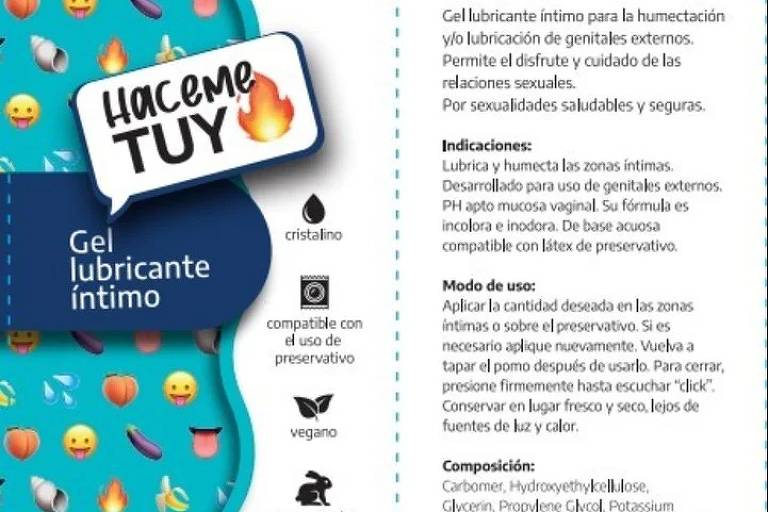 Folheto informativo do programa 'Haceme Tuyo', que vai distribuir lubrificante íntimo na província de Buenos Aires