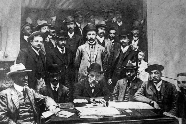 Primeira reunião da Bolsa de Fundos Públicos de São Paulo, em 1895