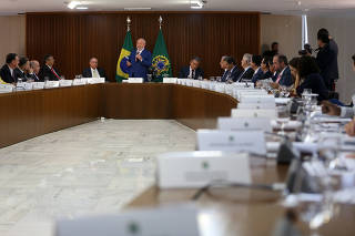 O presidente Lula (PT) discursa na primeira reunião ministerial do seu governo
