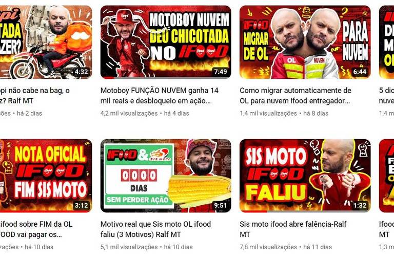 Imagem do canal Ralf MT no Youtube, onde o entregador Ralf Elisário faz críticas aos aplicativos, dá dicas aos motoboys e fala da vida sobre duas rodas