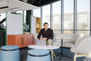 Cristian Velazquez, a software engineer for Uber, at their office in San Francisco, Dec. 12, 2022. (Jason Henry/The New York Times)