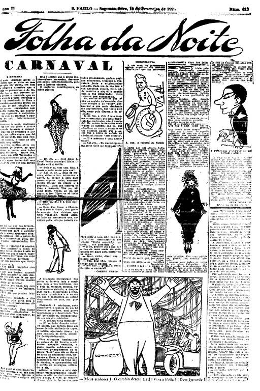 Primeira Página da Folha da Noite de 12 de fevereiro de 1923