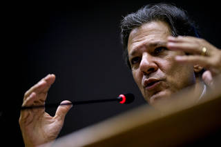 Brazil's Finance Minister Fernando Haddad attends a news conference in Brasilia