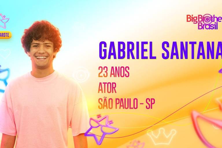 O ator Gabriel Santana tem 23 anos e é natural da capital de São Paulo
