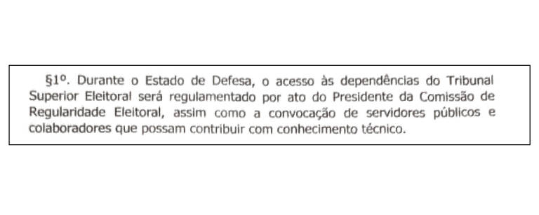 Trechos de minuta de decreto encontrada pela PF na casa  de ex-ministro de Bolsonaro
