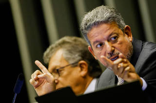 Brazil's Lower House Speaker Arthur Lira attends a session at the Chamber of Deputies to vote on a constitutional amendment that increases the government spending ceiling in Brasilia
